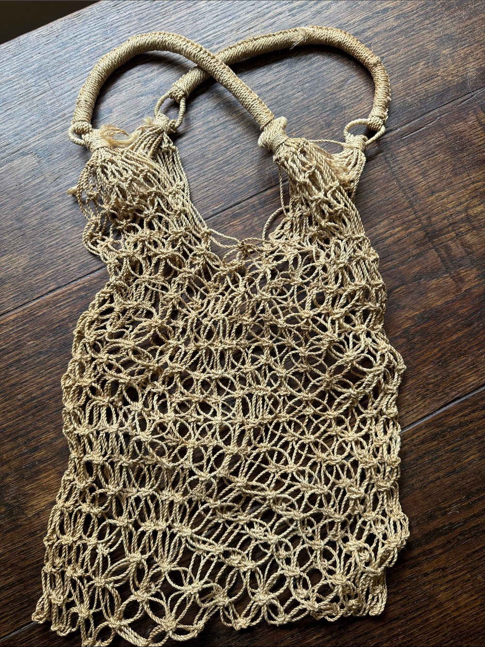 Vintage Macrame tote bag in Natural Tan